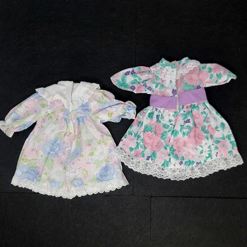 Vintage Doll Clothes for Cabbage Patch Kids Lot of 2 Floral Lace Dresses Pink